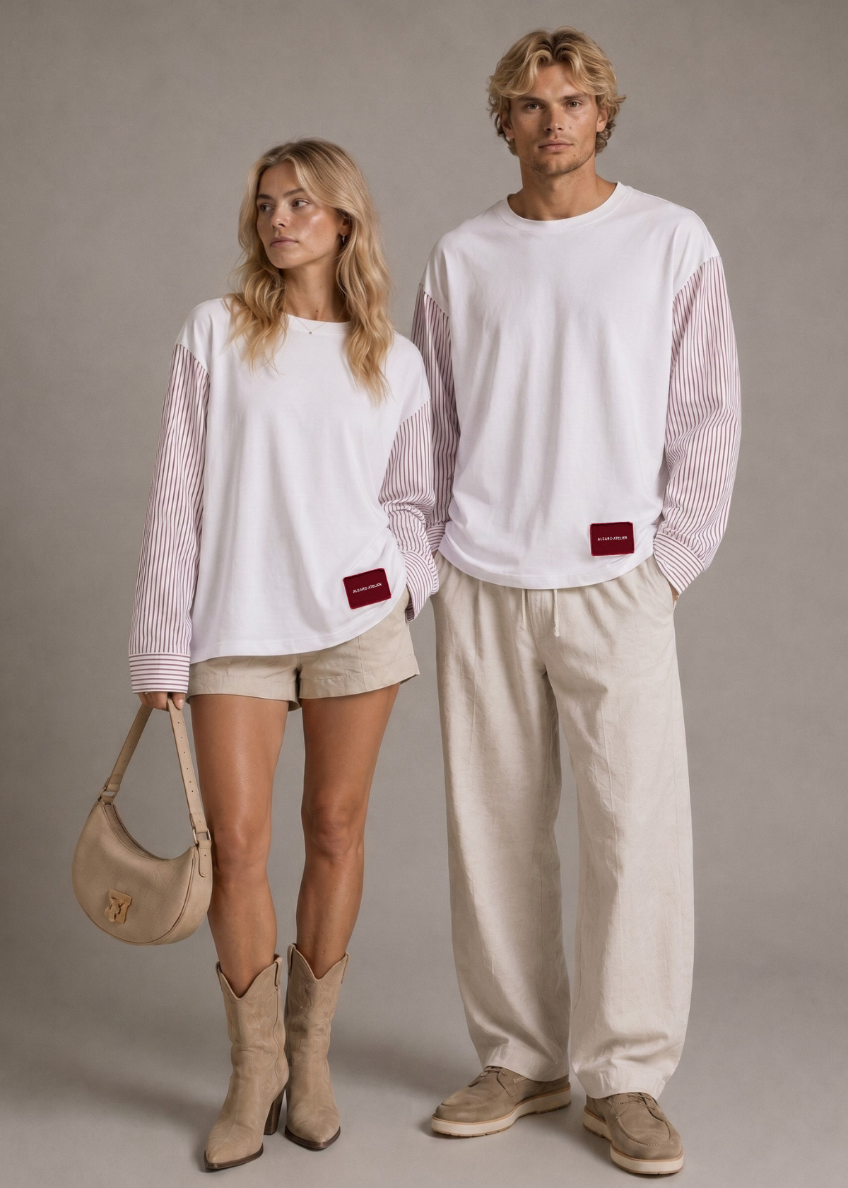 Alearo | Longsleeve Blouse | Burgundy & wit